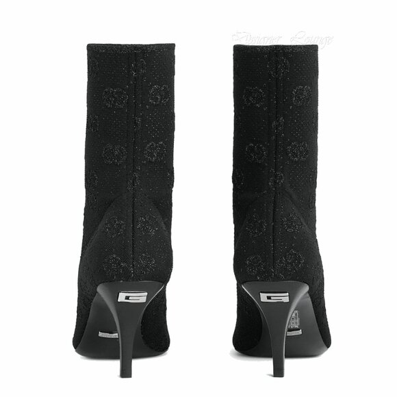 NEW GUCCI Demi Logo-Jacquard Metallic Stretch-Knit Ankle Boots EU 37 $1,250 - Picture 6 of 12